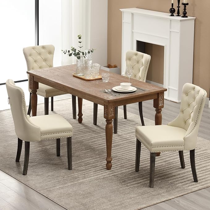 KCC Faux Leather Dining Chairs Set of 2, Upholstered High-end Tufted Dining - Image 9