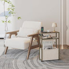 Leomonio Green Side Table with Charging Station, Slim End Tables with Linen - Image 3