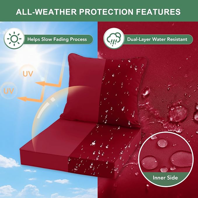 Summsun Outdoor Chair Cushions, Waterproof Back Pillow and Seat Cushion Set - Image 3