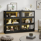 Display Cabinet with Acrylic Glass Doors, 3-Tiers Curio Cabinet with LED - Image 3