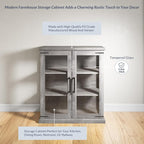 BELLEZE Storage Cabinet with Shelves and Glass Doors - Image 5