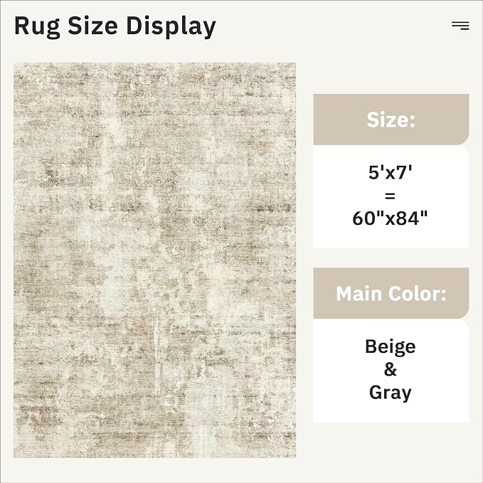 Soalmost Abstract Rug 5x7 Washable Area Rugs - Image 3