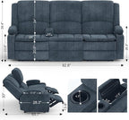 Yolsali 3-Seater Recliner Sofa, Manual Reclining Couch - Image 2