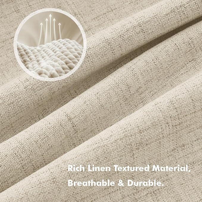 MIULEE 100% Blackout Linen Curtains 42 x 63 Inch Cobblestone 2 Panels | Thermal - Image 3