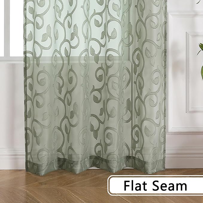 Furman Sage Green Semi Sheer Curtains 72 inches Long - Image 7