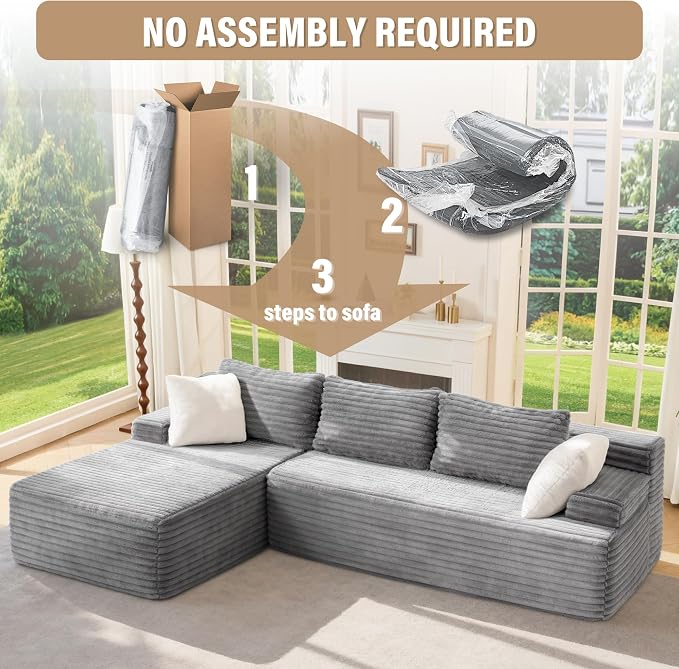 Hobestluk Modular Sectional Sofa Couches L-Shape Couch 3 Seat Modular Sofa - Image 7