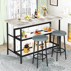 AWQM Kitchen Island with Seating & Storage Shelf, Faux Marble Island Table - Image 4