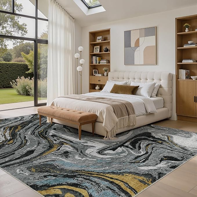 DMOYEST 10x14 Area Rug for Living Room-Washable Neutral Modern Abstract Rugs - Image 4