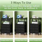 Furnulem Night Stand with Charging Station, 28.3 Inch Tall Side Table with - Image 6