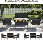 DUMOS 4 Piece Patio Furniture Set, All-Weather Outdoor Wicker Conversation Set - Image 4