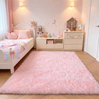 Pink Rugs for Bedroom Girls, Fluffy 4x6 Soft Plush Fuzzy Shaggy Kids Area Rug by ONASAR