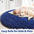 Amdrebio Navy Blue Big Round Circle Area Rug 6Ft - Image 2