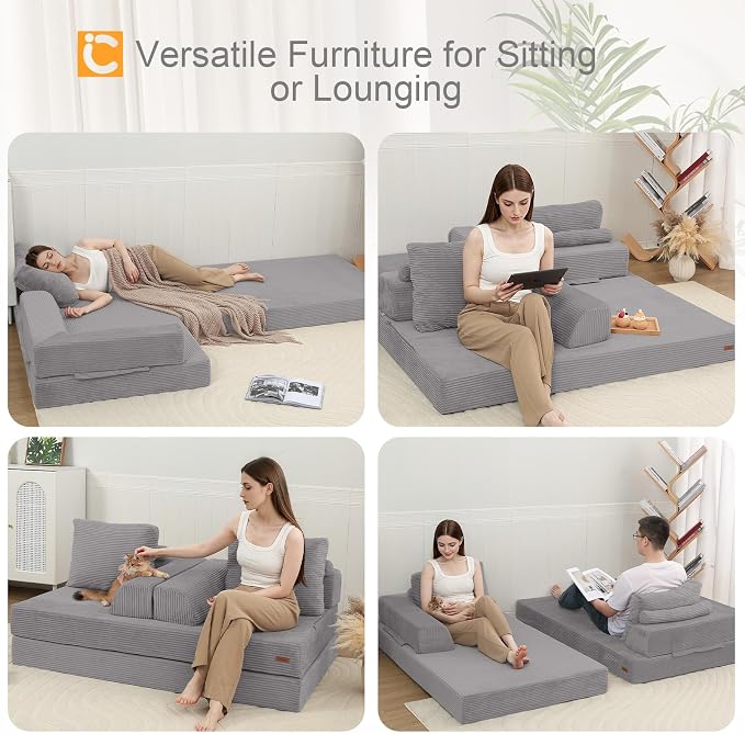 COMAX Futon Sofa Bed, Convertible Folding Sofa Bed, Boneless Couch Loveseat - Image 6
