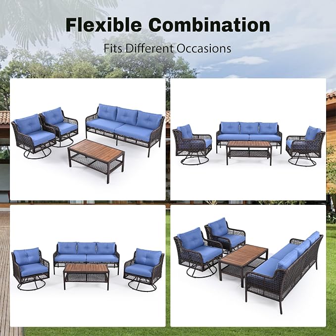 4-Piece Outdoor Wicker Sectional Sofa Set, All Weather Patio Conversation Set - Image 4