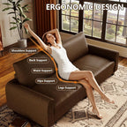 EASE MOOSE 88.5" Large Seat Faux Leather Loveseat Sofa, Waterproof and - Image 6