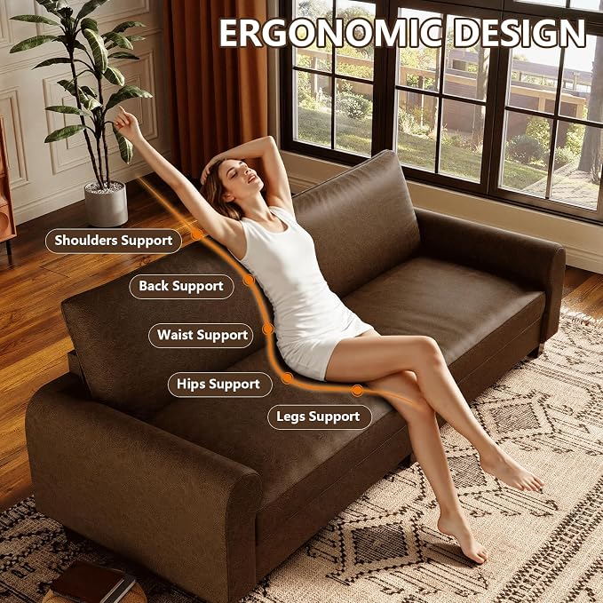 EASE MOOSE 70.6" Faux Leather Loveseat Sofa, Deep Seat Waterproof and - Image 6