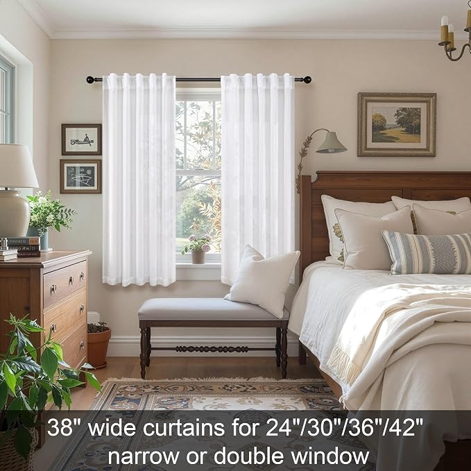 Pitalk White Curtains 38 Inch Width - Image 2