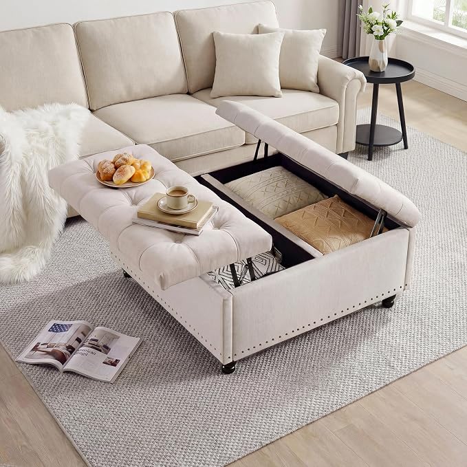 Garvee 36'' Large Square Storage Ottoman, Lift Top Storage Ottoman Coffee Table - Image 2
