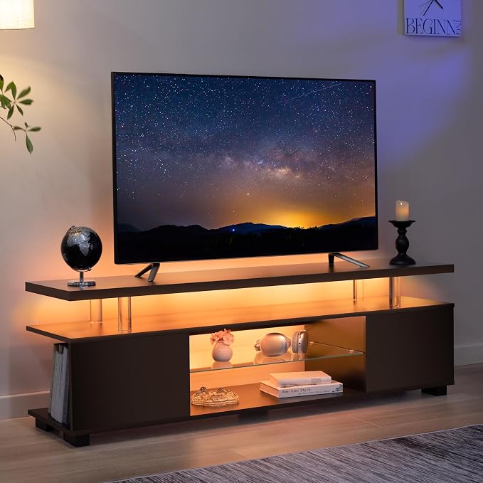 Cubehom Black TV Stand, LED TV Stand by Cubehom