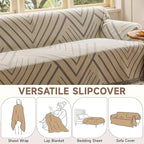 VClife Beige Gray Herringbone Couch Cover Modern Simple Style Geometric - Image 4