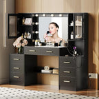 TOKSOM Black Vanity Desk with Mirror, Lights & Charging Station, 58.3" 3 - Image 6
