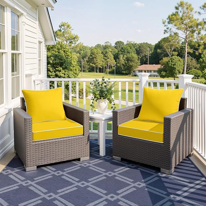 MIULEE Yellow Outdoor Seat Cushion 24x24 Inch Waterproof & 3 Year Fade - Image 2