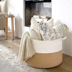 INDRESSME XXXLarge Jute Rope Basket 21.7" x 21.7" x 13.8" Woven Baby Laundry - Image 3