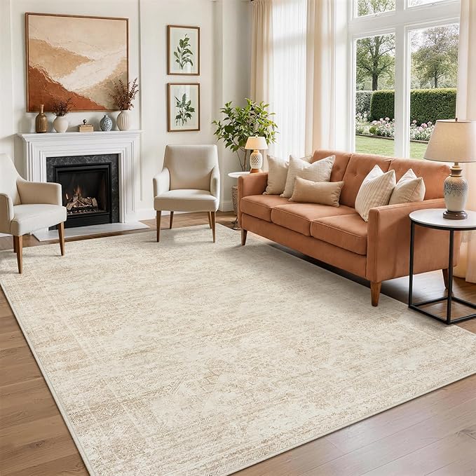 Aelenmu 8x10 Area Rugs for Living Room Washable Bedroom Dining Room Beige | - Image 3