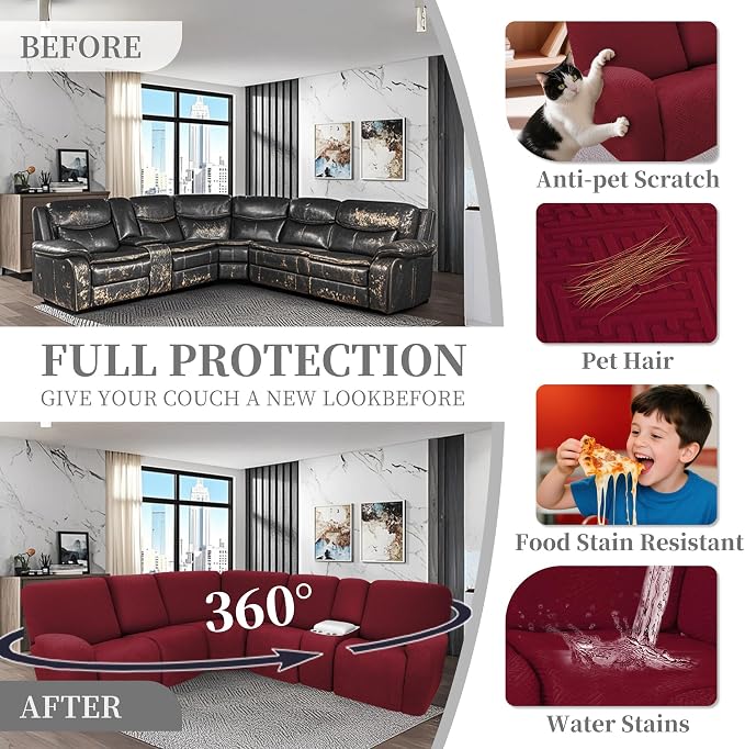 100% Waterproof Sectional Recliner Couch Covers - Image 5
