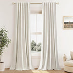 Extra Long 100% Blackout Linen Curtains by Guken