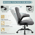 Leather Office Chair, PU Home Computer Desk Chairs - Image 7