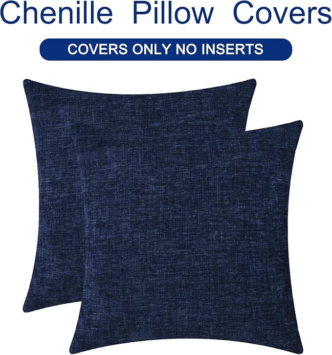 CaliTime Decorative Couch Throw Pillow Covers 16 X 16 Inches Navy Blue | Pack - Image 6