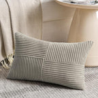 Fancy Homi 2 Packs Neutral Grey Lumbar Decorative Throw Pillow Covers 14x22 Inch - Image 2