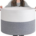 INDRESSME XXXLarge Cotton Rope Basket 21.7" x 21.7" x 13.8" Woven Baby Laundry by INDRESSME