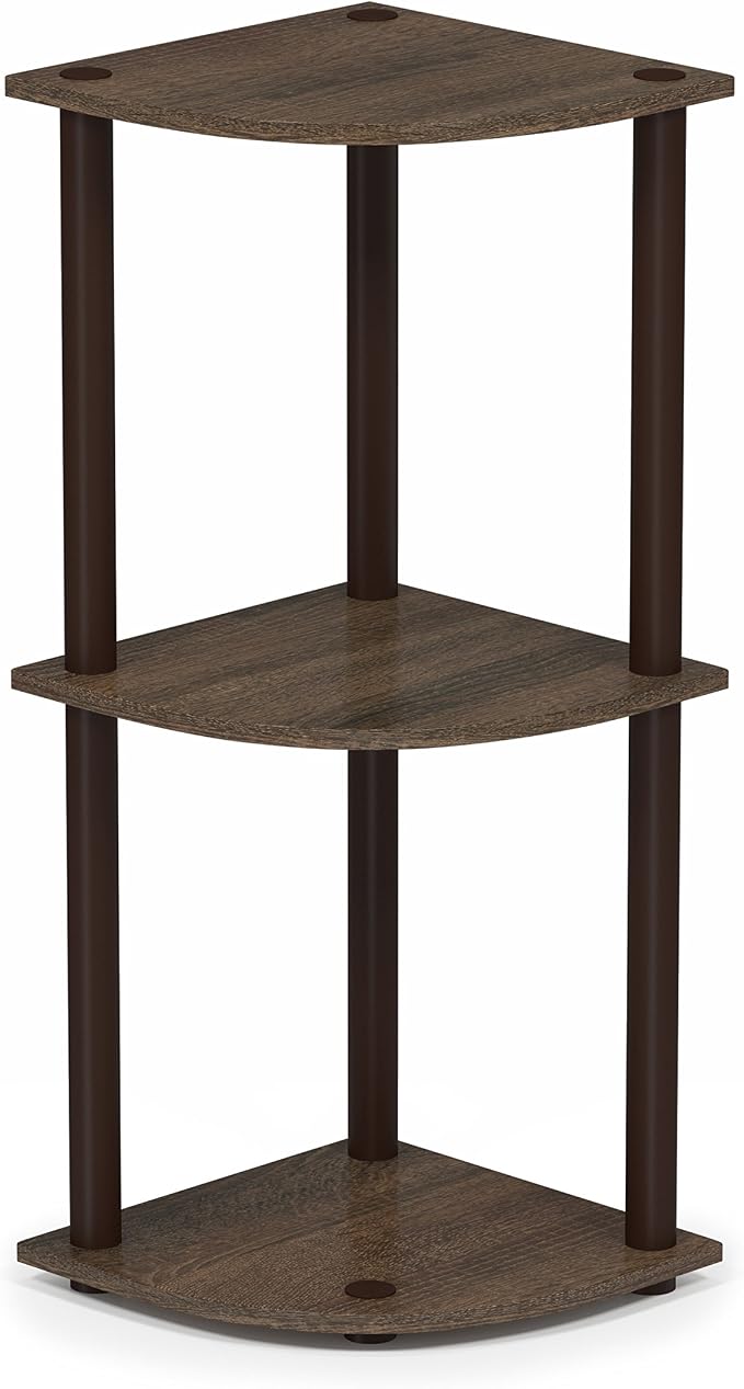 Furinno TURN-N-TUBE Corner Shelf, 3-Tier Corner Bookshelf, Display Storage by Furinno-FitsYourSpaceFitsYourBudget