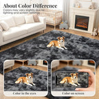 PLHXFR 4x6 Area Rugs Living Room: Fluffy Bedroom Soft Shag Rug Black Grey | - Image 7