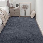 Area Rug Living Room Bedroom: 4x6 Fluffy Plush Shag Carpet Grey | - Image 3