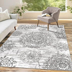 HEBE Area Rug for Living Room 4'x6', Washable Non Slip Boho Bedroom Rug | Large - Image 8