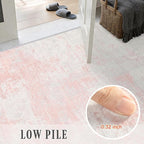 2.6x14 Washable Runner Rug:Modern Abstract Soft Carpet Pink White | - Image 7