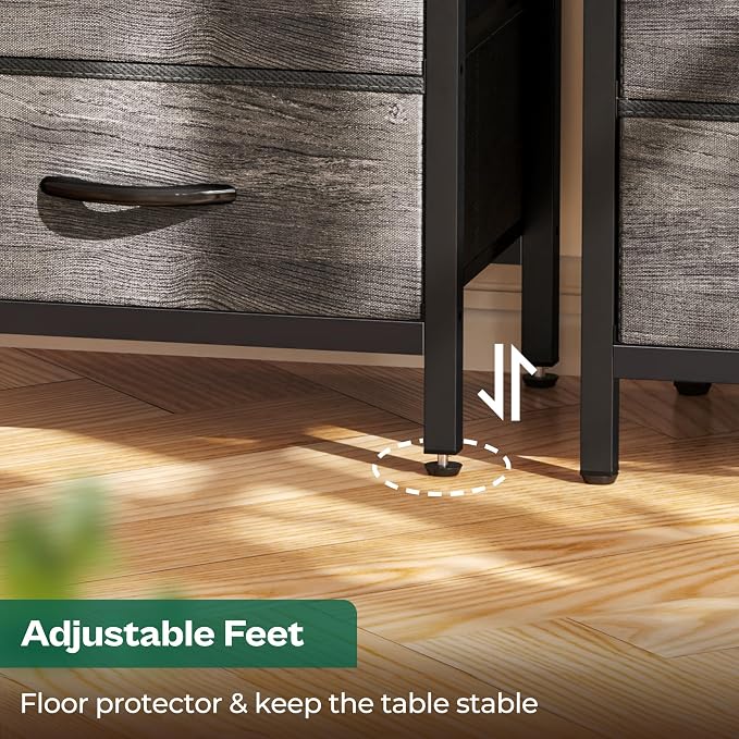 Huuger Nightstand with Charging Station, Fabric Drawers, End Table with Open - Image 7