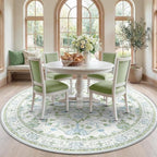 RELEANY Washable Area Rug, Round 7ft, Water Repellent, Pet Friendly, Vintage by RELEANY