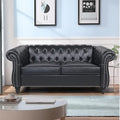 LEVNARY Leather Sofa, Chesterfield Tufted Upholstered 2 Seater Couch, Modern by LEVNARY