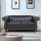 LEVNARY Leather Sofa, Chesterfield Tufted Upholstered 2 Seater Couch, Modern by LEVNARY
