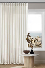 Natural Pinch Pleated 132 Inch Linen Curtains 2 Panels Set 40x132 | Extra Long by Twodrapes
