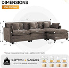 111'' Sectional Cloud Deep Seat Couch, Modern Comfy Chenille L Shaped Sectional - Image 2