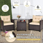 Tangkula 3 Pieces Patio Furniture Set, PE Rattan Wicker 3 Pcs Outdoor Sofa Set - Image 8