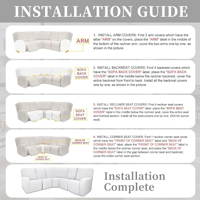 100% Waterproof Sectional Recliner Couch Covers - Image 7