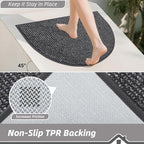 BEQHAUSE Dirt Trapper Door Mat 17" x 30" Half Circle Non Slip, Charcoal | - Image 4
