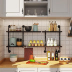 Industrial Pipe Shelving Wall Mounted, Rustic Floating Shelves Wall Shelf Unit - Image 6