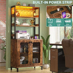 Aheaplus Bar Cabinet with Power Outlets, Coffee Bars Station - Image 4